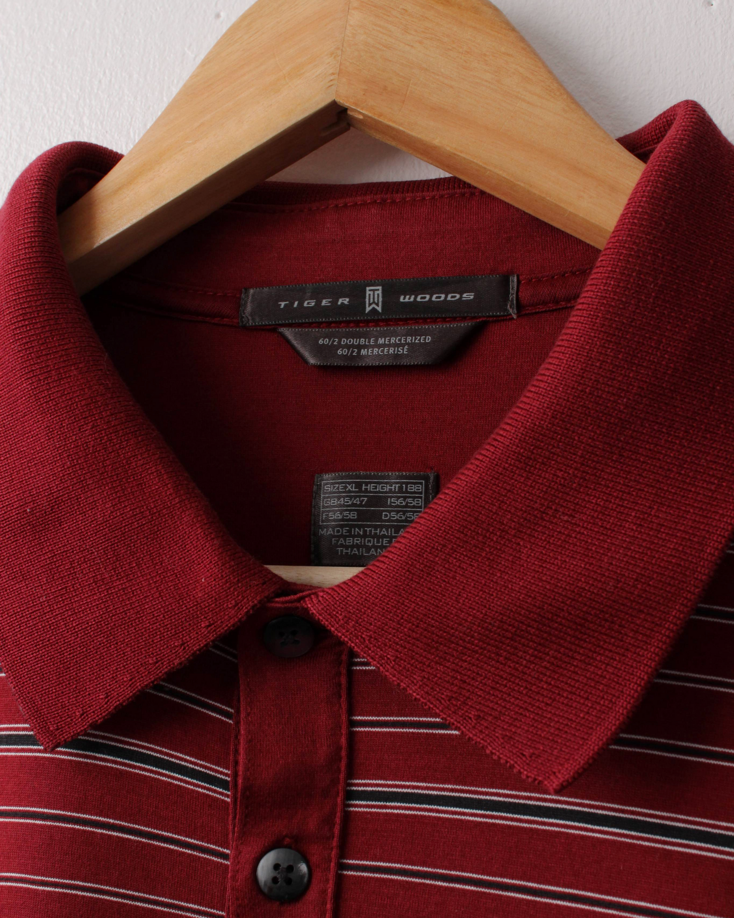 00s Nike Tiger Woods Dark Red Striped Polo (XL)