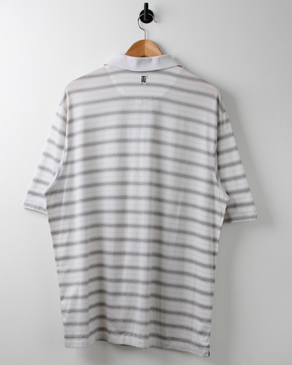 00s Nike Tiger Woods White Striped Polo (XL)