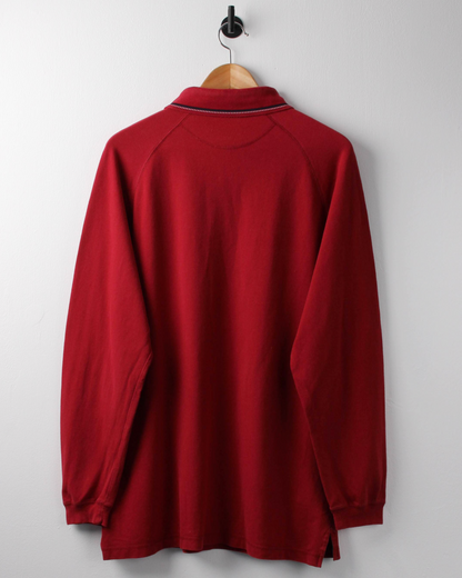 90s Ping ‘Mr Ping’ Logo Red Long Sleeve Golf Polo (L)