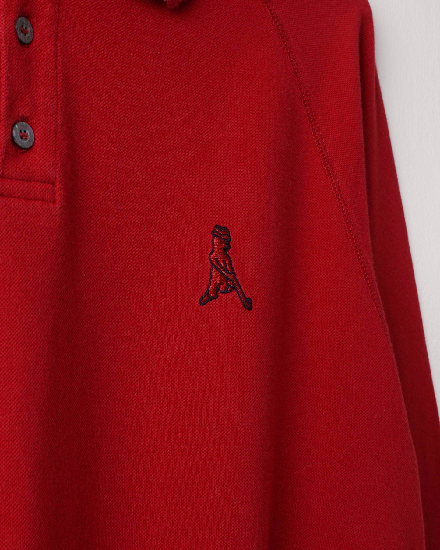 90s Ping ‘Mr Ping’ Logo Red Long Sleeve Golf Polo (L)