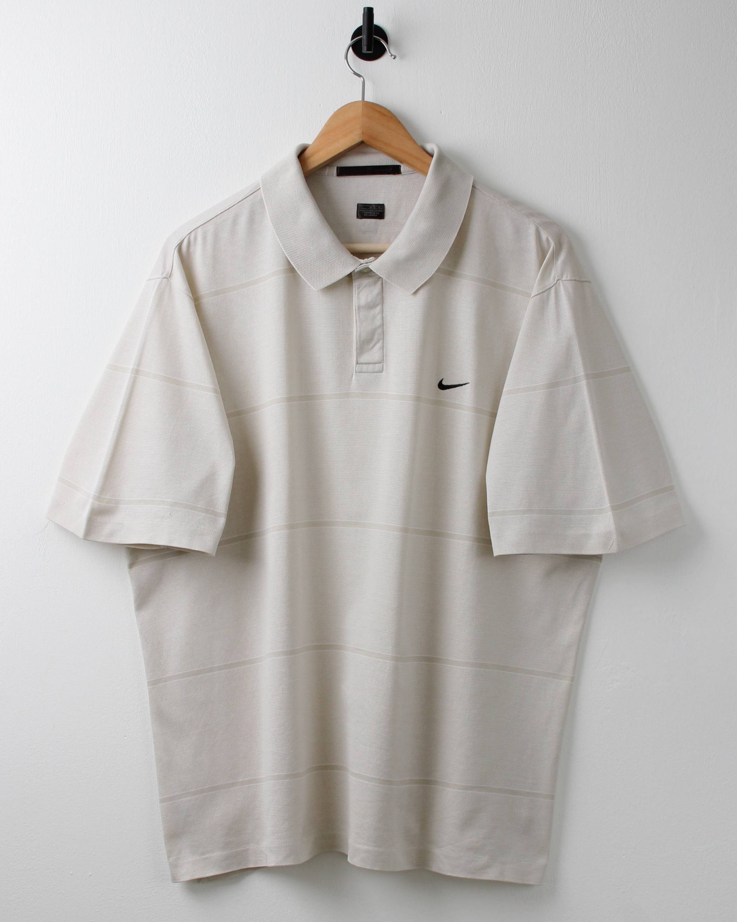 00s Nike Tiger Woods Cream Textured Polo (L)