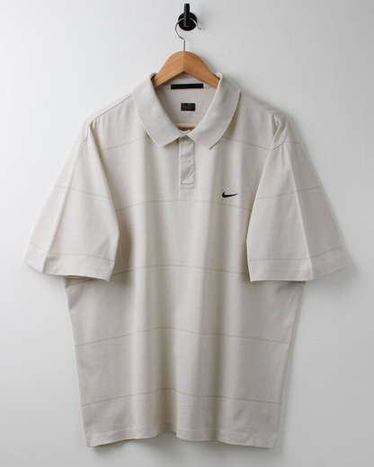 00s Nike Tiger Woods Cream Textured Polo (L)