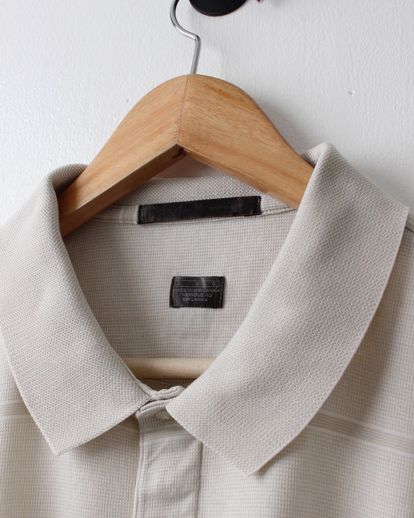 00s Nike Tiger Woods Cream Textured Polo (L)