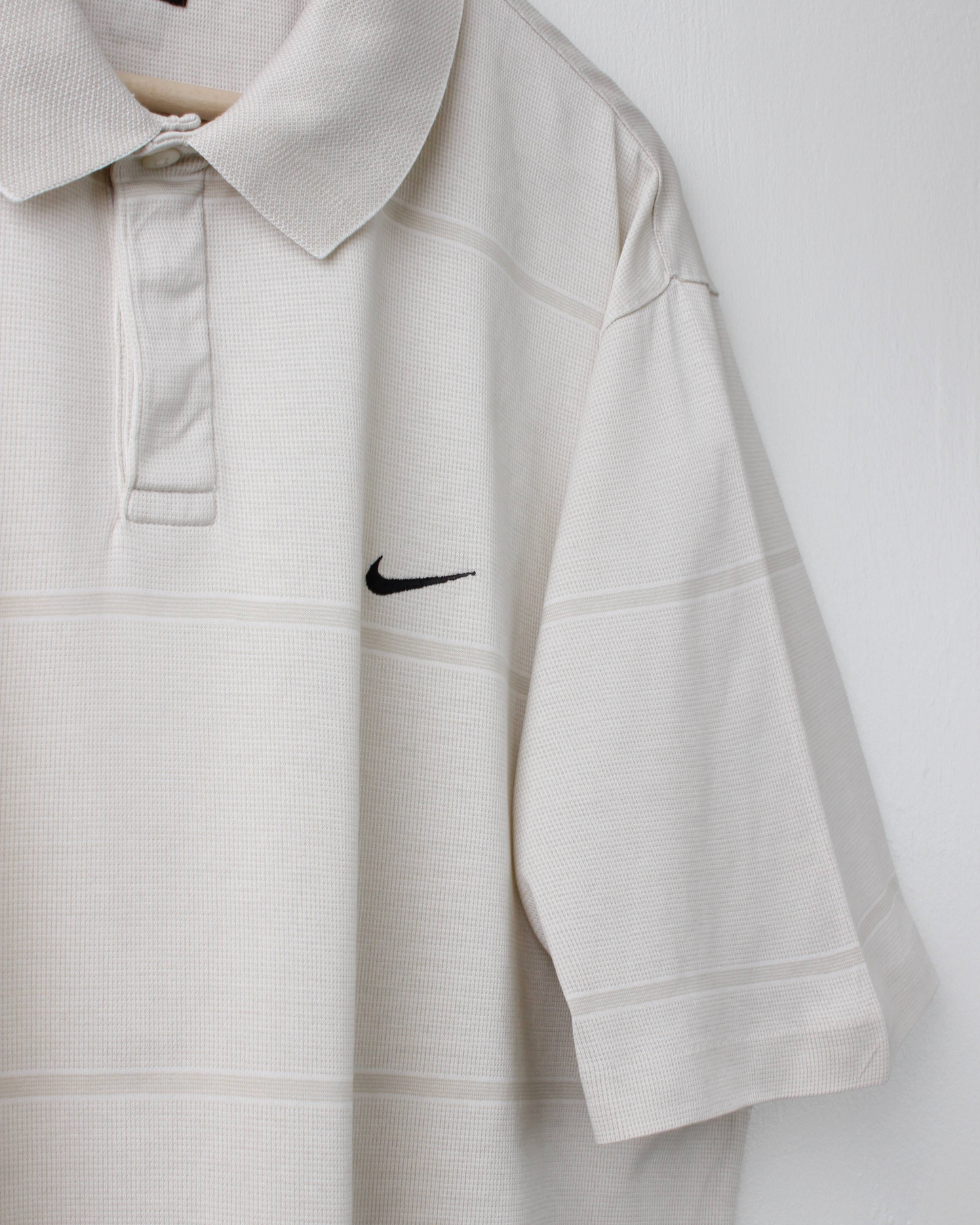00s Nike Tiger Woods Cream Textured Polo (L)