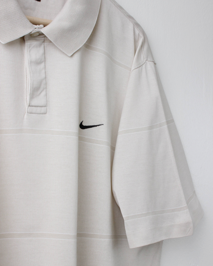 00s Nike Tiger Woods Cream Textured Polo (L)