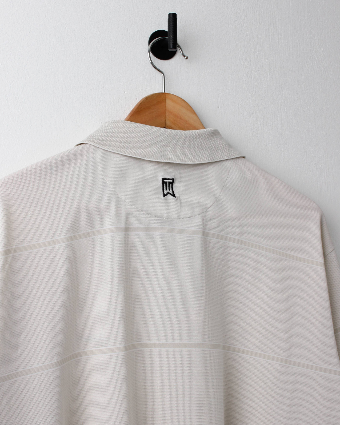 00s Nike Tiger Woods Cream Textured Polo (L)