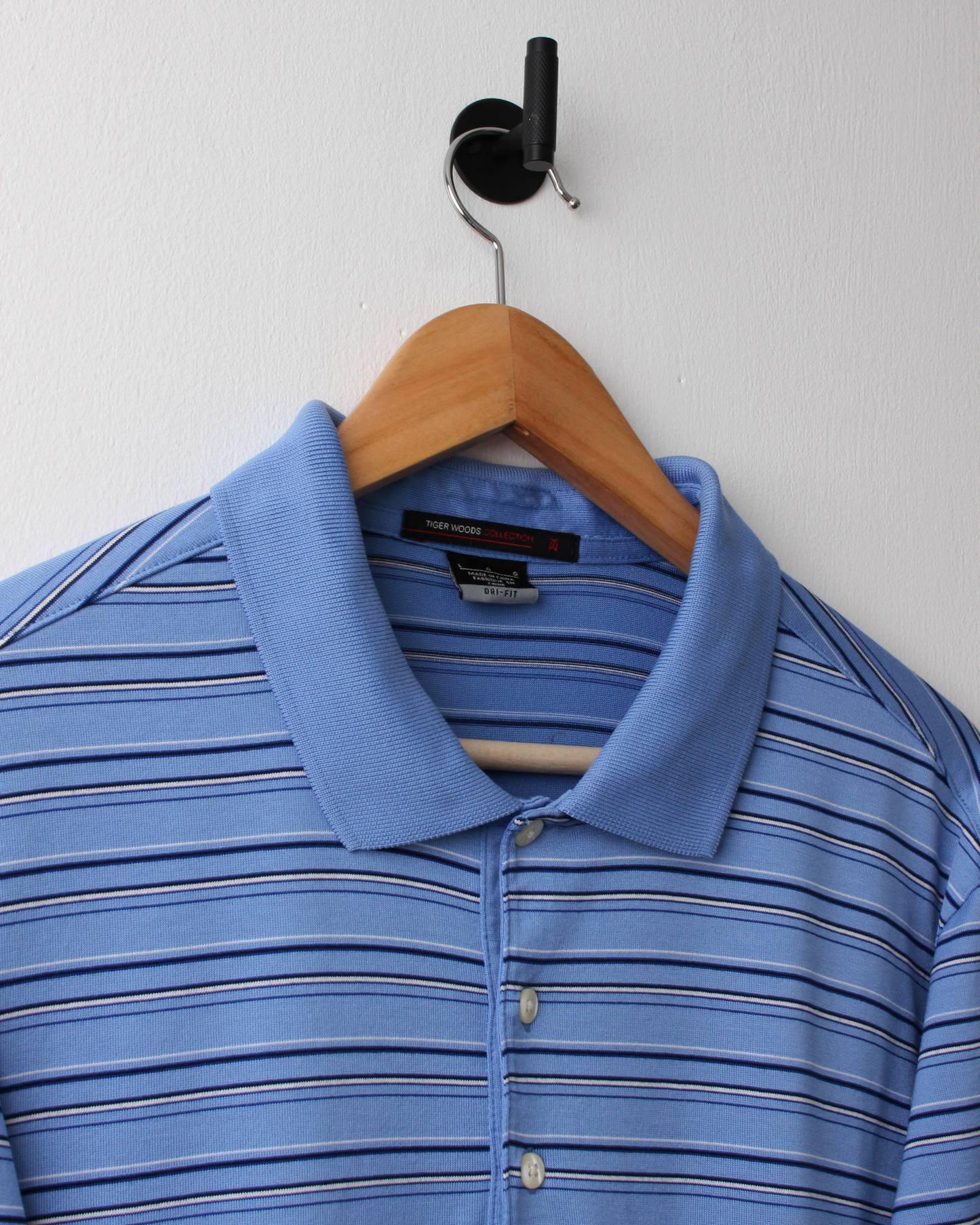 00s Nike Tiger Woods Blue Striped Polo (M)