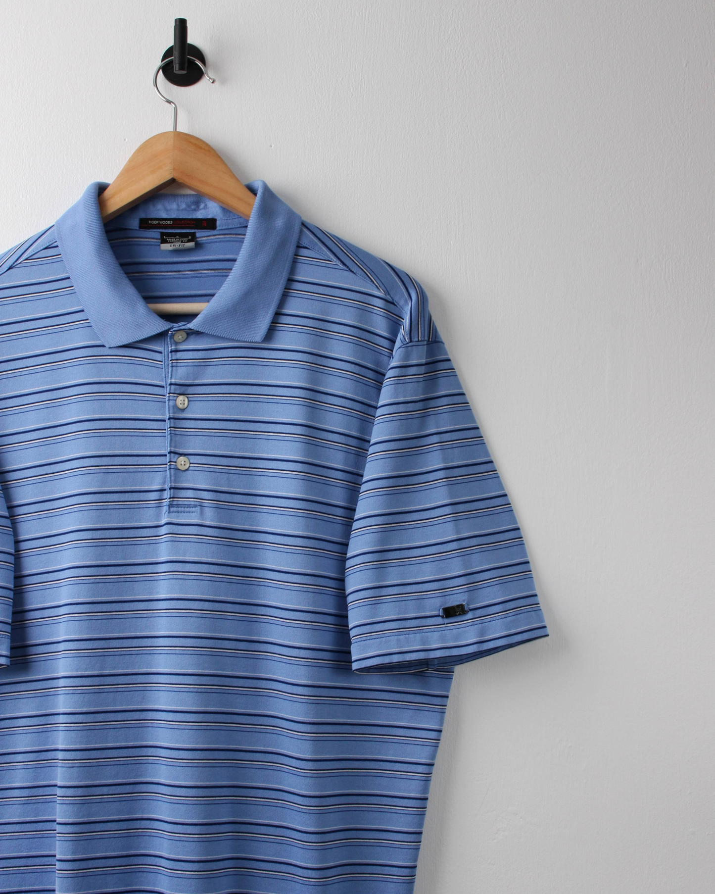 00s Nike Tiger Woods Blue Striped Polo (M)