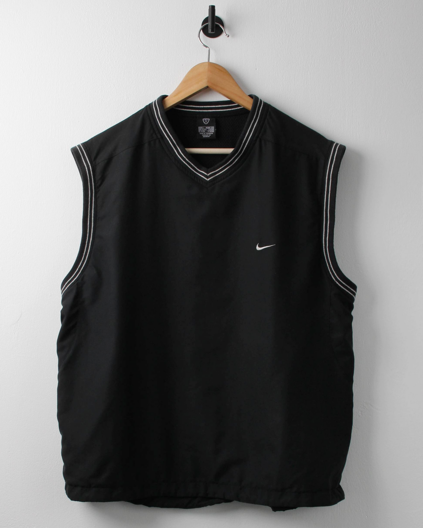 00s Nike Black & White Windbreaker Golf Vest (L)