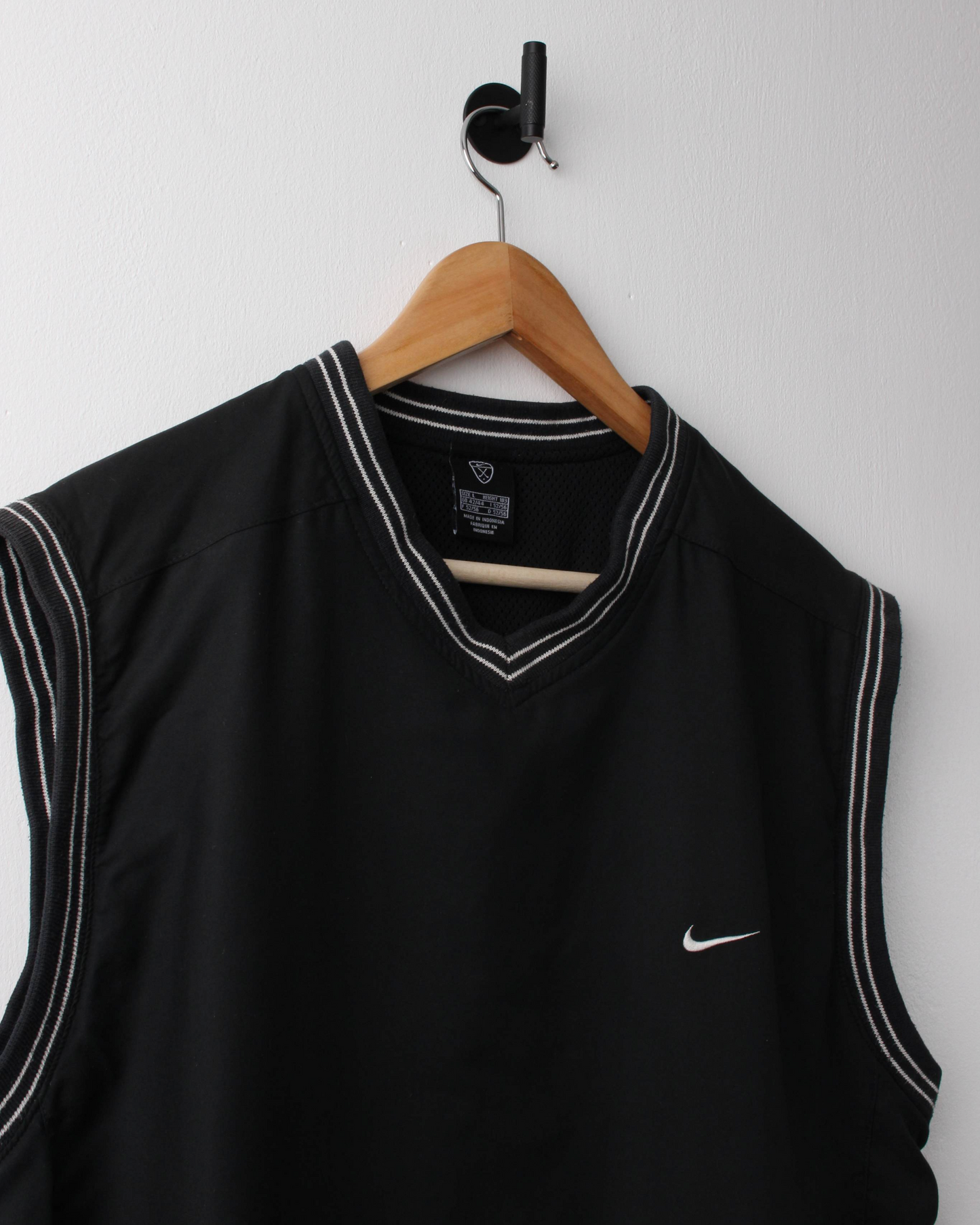 00s Nike Black & White Windbreaker Golf Vest (L)