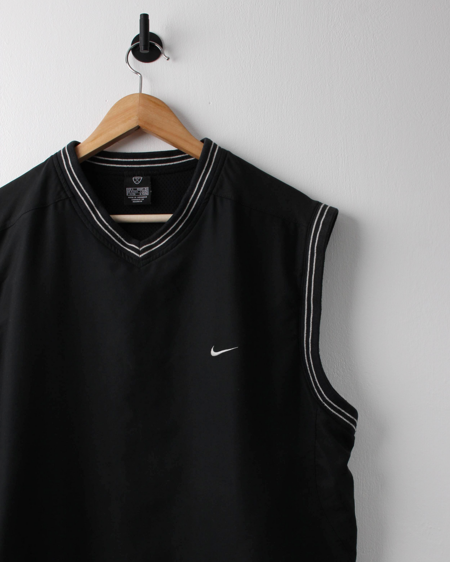 00s Nike Black & White Windbreaker Golf Vest (L)