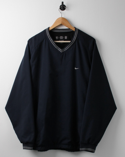 00s Nike Shield Logo Navy V-Neck Windbreaker (L)