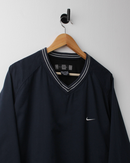 00s Nike Shield Logo Navy V-Neck Windbreaker (L)