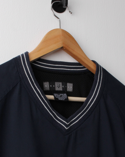 00s Nike Shield Logo Navy V-Neck Windbreaker (L)