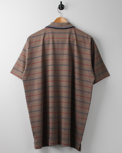 90s Callaway USA Collection Khaki Brown Striped Polo (L)