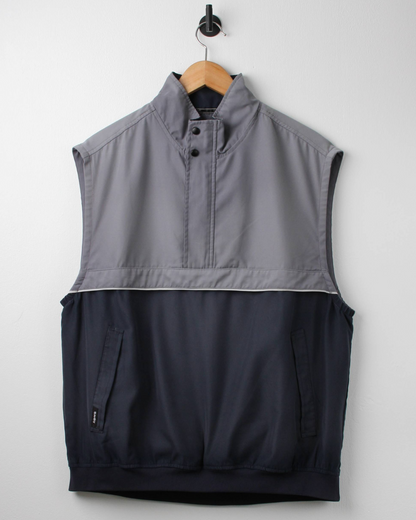 00s Ashworth Grey/Navy Quarter Zip Golf Vest (M)