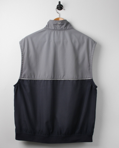 00s Ashworth Grey/Navy Quarter Zip Golf Vest (M)