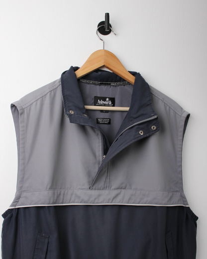 00s Ashworth Grey/Navy Quarter Zip Golf Vest (M)