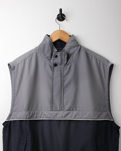 00s Ashworth Grey/Navy Quarter Zip Golf Vest (M)