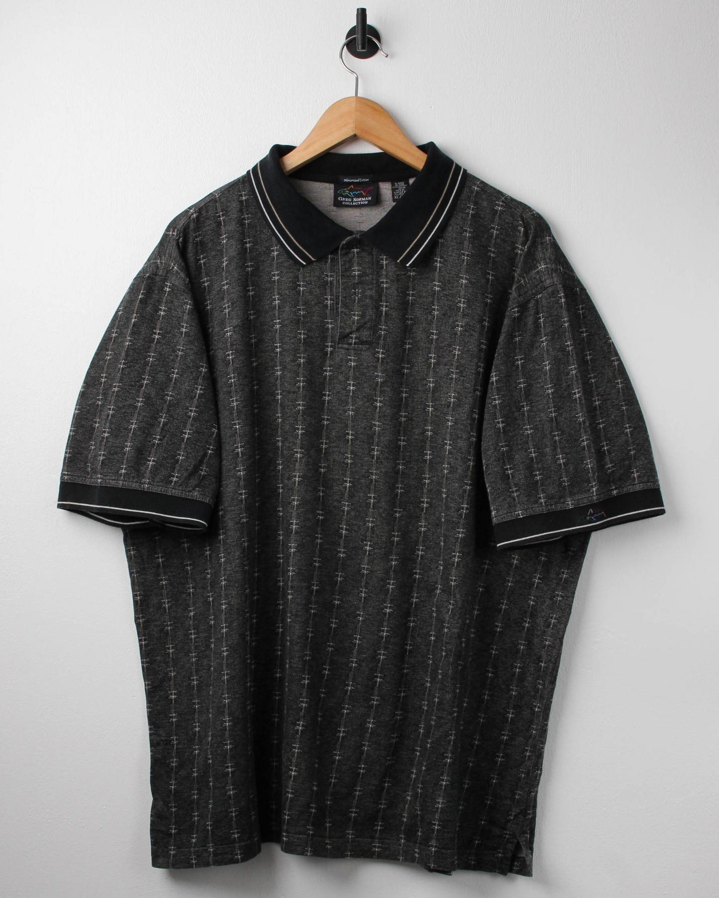 90s Greg Norman Dark Grey Patterned Polo (XL)