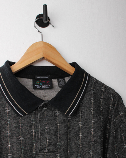 90s Greg Norman Dark Grey Patterned Polo (XL)