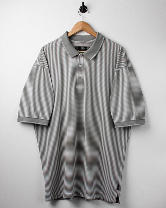 00s Nike Sage Green/White Striped Polo (XL)