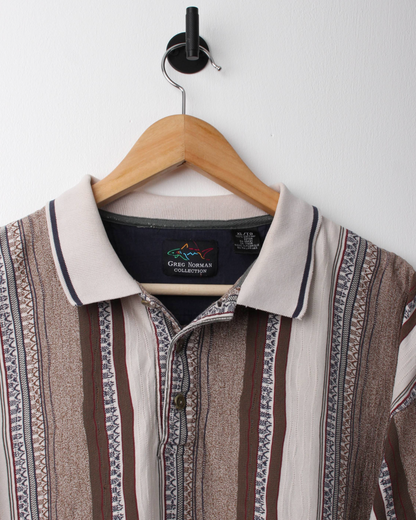 90s Greg Norman Abstract Brown Polo (XL)