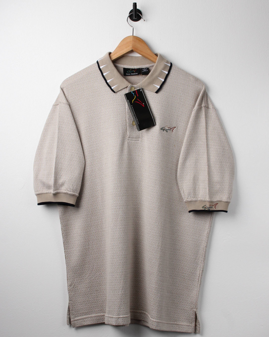 90s Greg Norman Beige Patterned Polo with Tags (L)