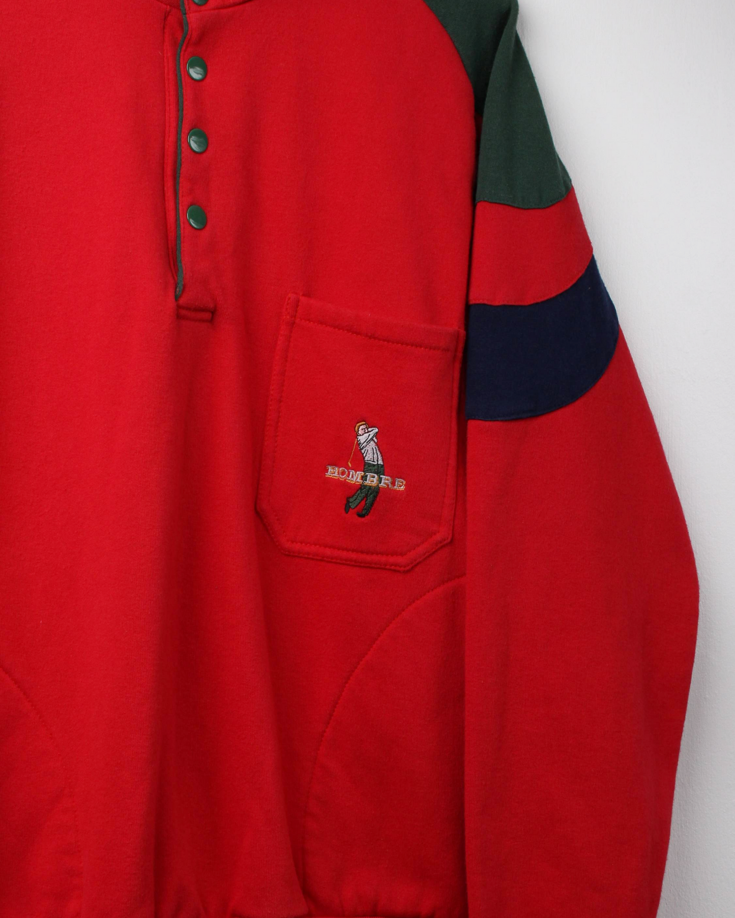 90s Hombre Golf Red Quarter Snap Sweatshirt (M)