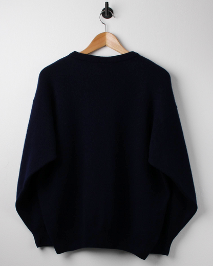 90s The Sweater Shop Navy ‘Golf’ Graphic Wool Knit (M)