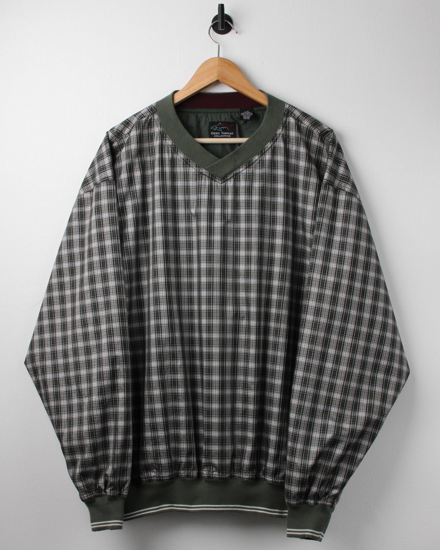 90s Greg Norman Green Plaid Windbreaker (L)