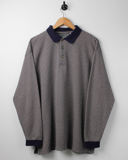 90s Munsingwear Diamond Patterned Long Sleeve Polo (L)