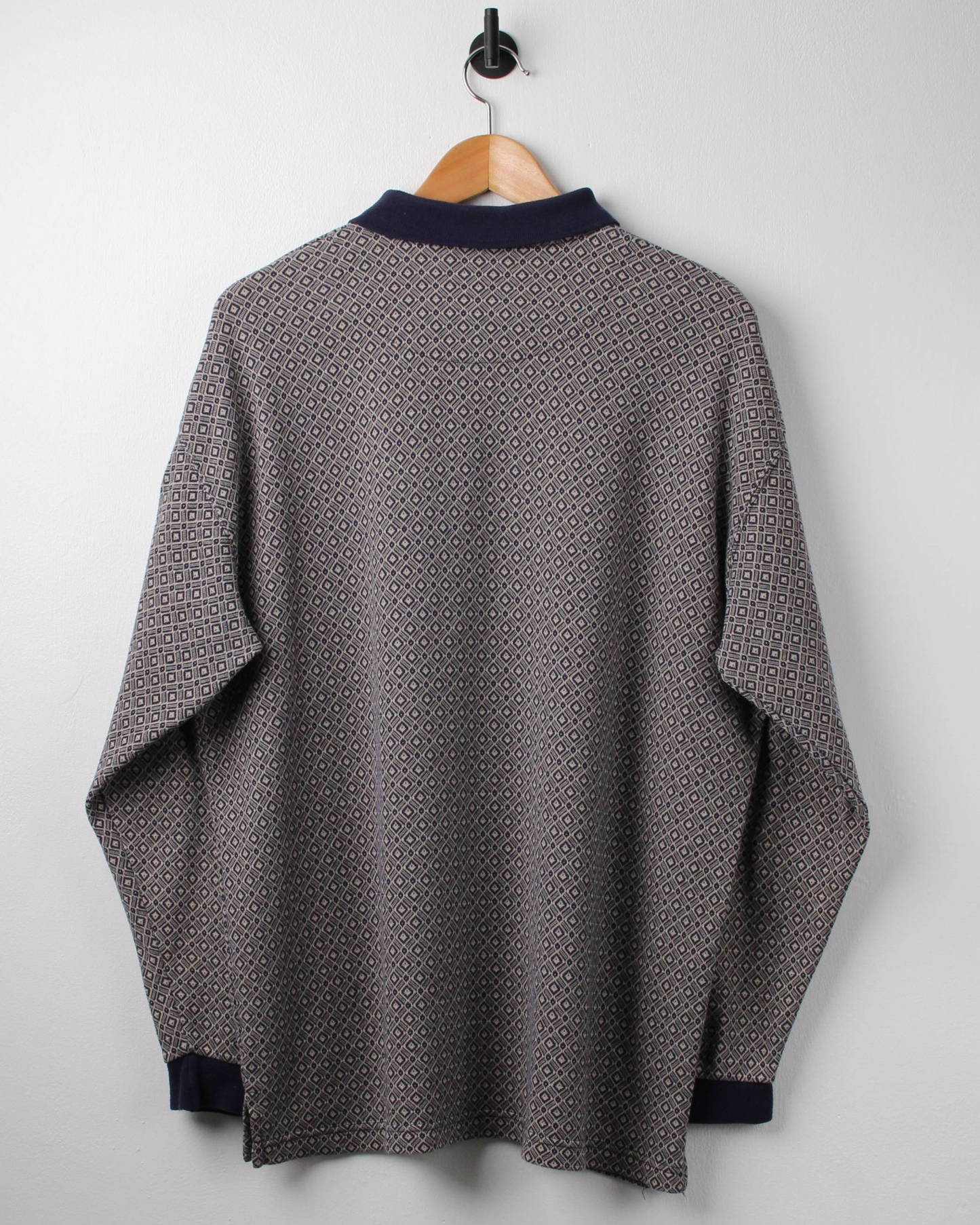 90s Munsingwear Diamond Patterned Long Sleeve Polo (L)