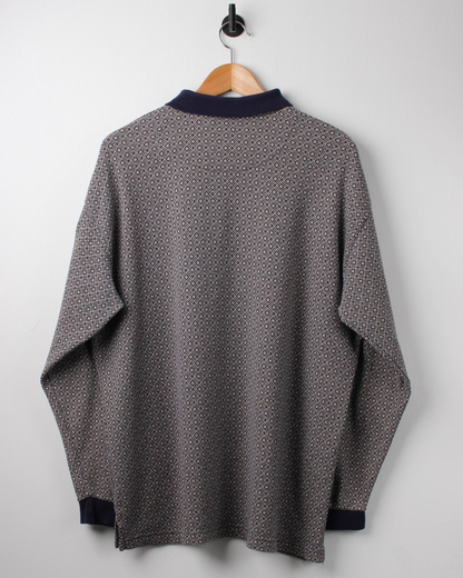 90s Munsingwear Diamond Patterned Long Sleeve Polo (L)