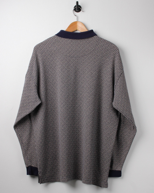 90s Munsingwear Diamond Patterned Long Sleeve Polo (L)