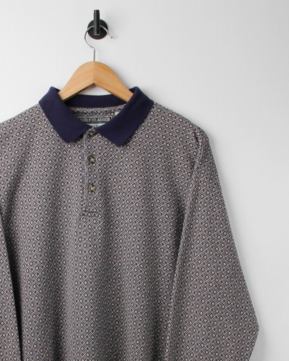 90s Munsingwear Diamond Patterned Long Sleeve Polo (L)