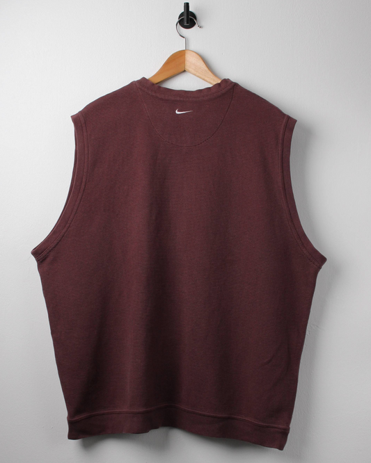 00s Nike Burgundy Ribbed Golf Vest (XL)