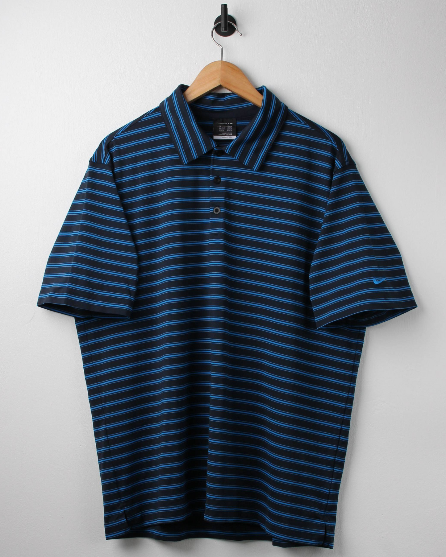 Modern Nike Black/Blue Striped Polo (L)