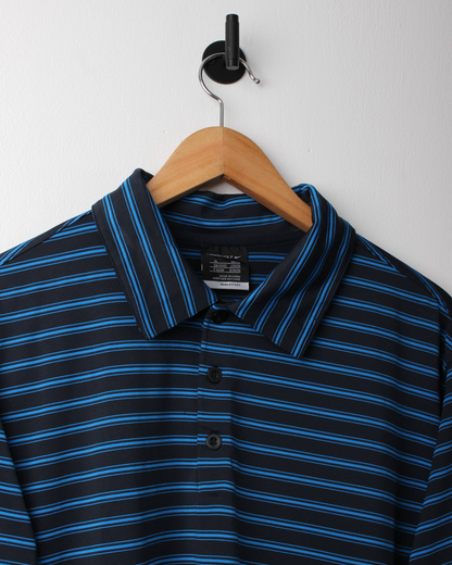 Modern Nike Black/Blue Striped Polo (L)