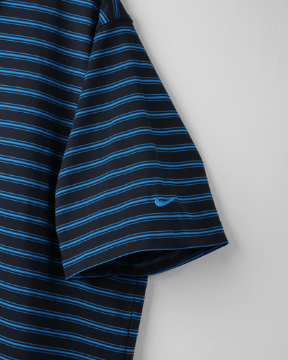 Modern Nike Black/Blue Striped Polo (L)