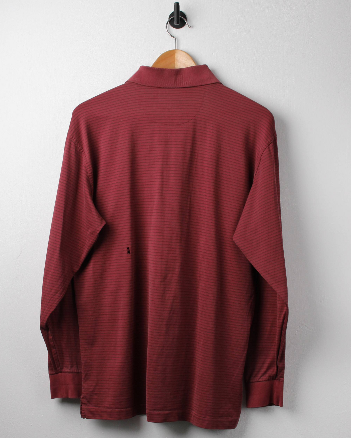 00s Nike Burgundy Striped Long Sleeve Polo (S)