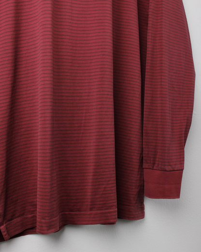 00s Nike Burgundy Striped Long Sleeve Polo (S)