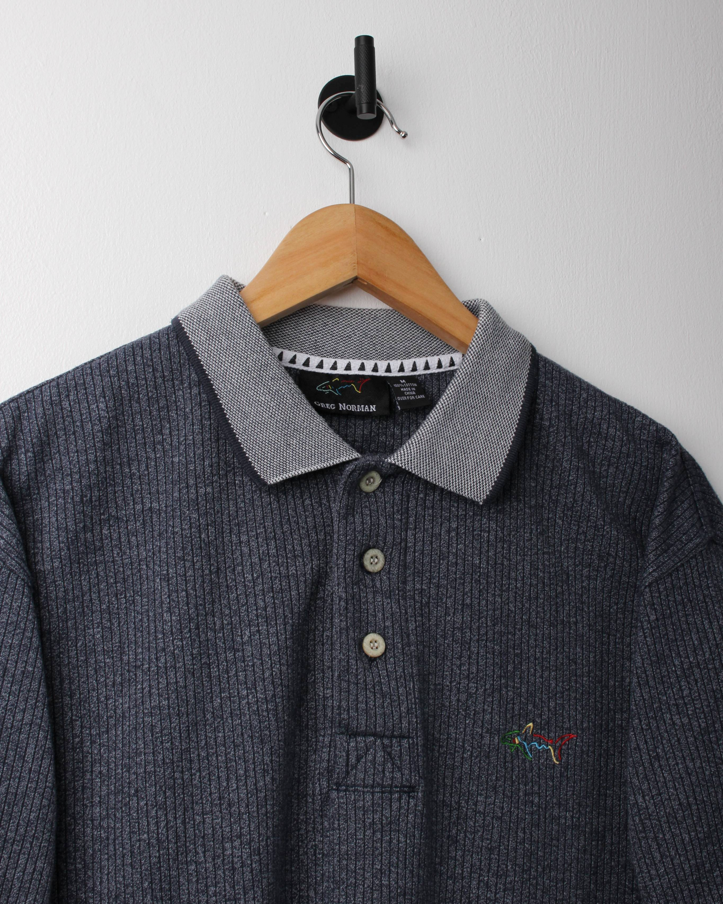 90s Greg Norman Grey Textured Polo (M)