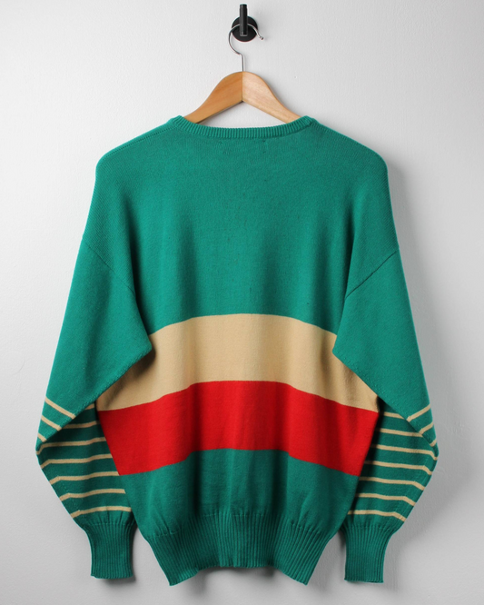 90s Daks Golf Green Striped Crewneck Knit (M)