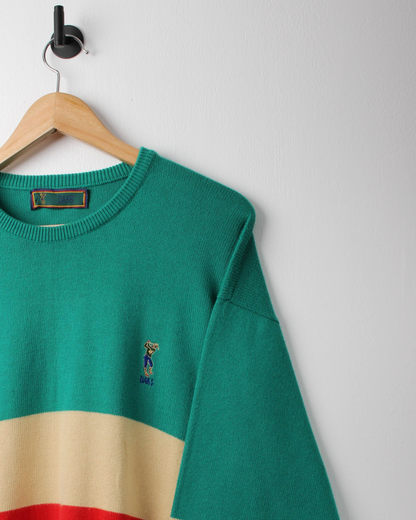 90s Daks Golf Green Striped Crewneck Knit (M)