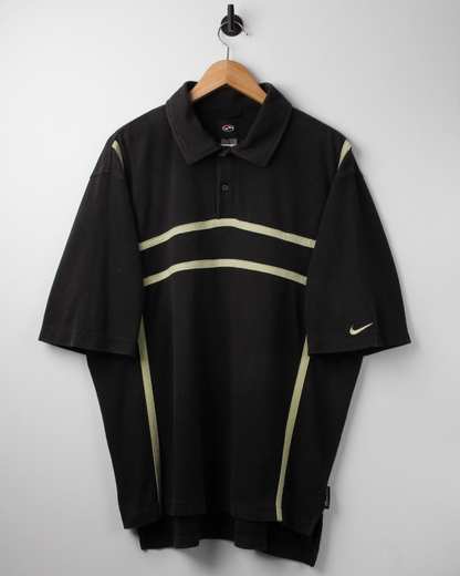 90s Nike Tiger Woods Yin Yang Black/Yellow Polo-Shirt (XL)