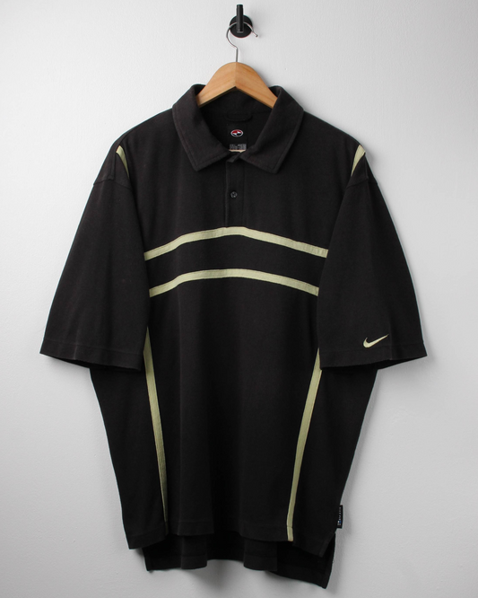 90s Nike Tiger Woods Yin Yang Black/Yellow Polo-Shirt (XL)