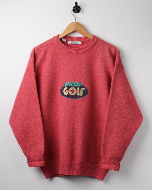90s Paco Golf Pink Graphic Wool Knit (S)