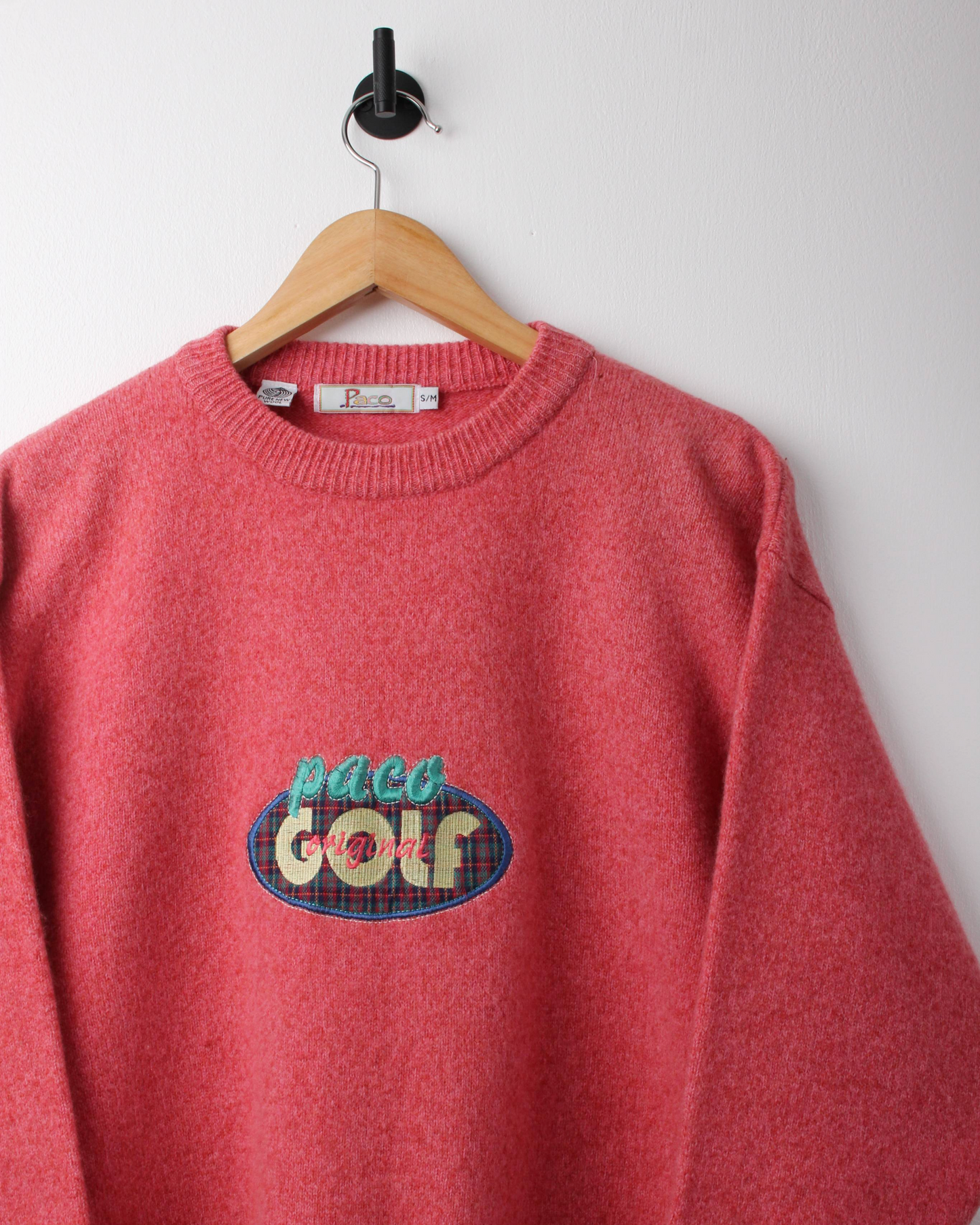 90s Paco Golf Pink Graphic Wool Knit (S)