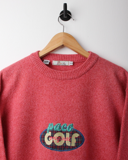 90s Paco Golf Pink Graphic Wool Knit (S)